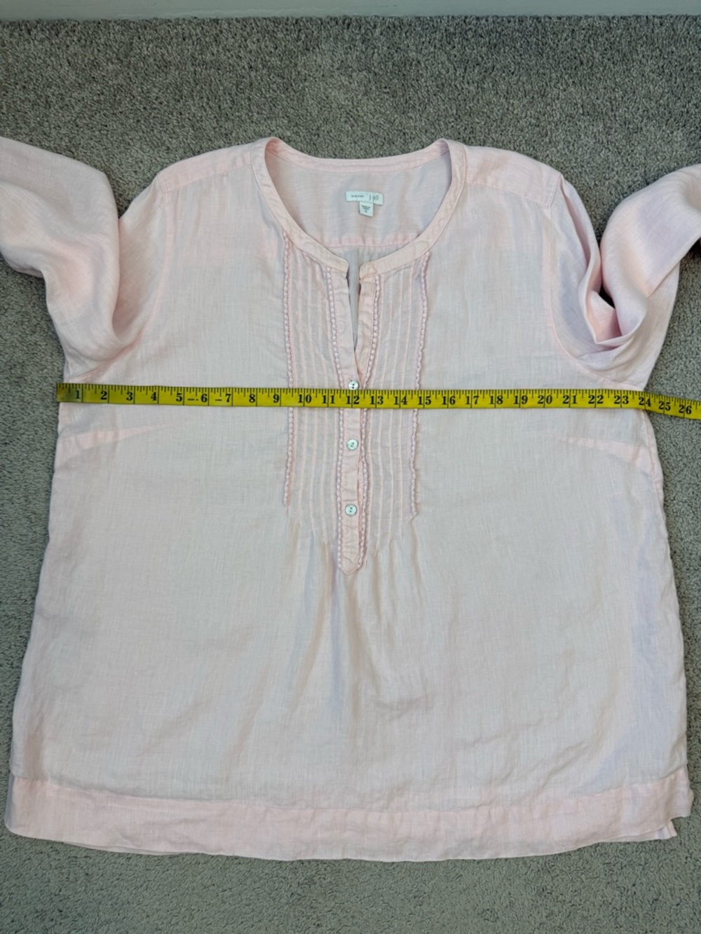 J. Jill Love Linen Pintuck Tunic Top Light Pink XL Coastal boho - Picture 5 of 6